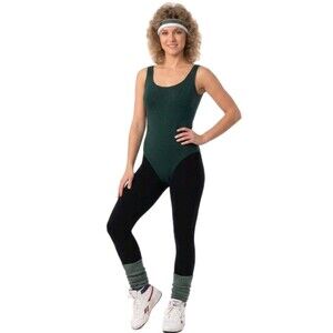 Body Wrappers VTG 80s Low Cut Aerobics Cotton Tank Leotard CoolMax Liner Size S